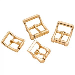 Gold-tone metal belt buckles in several shapes