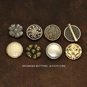 Decorative metal buttons in assorted vintage designs