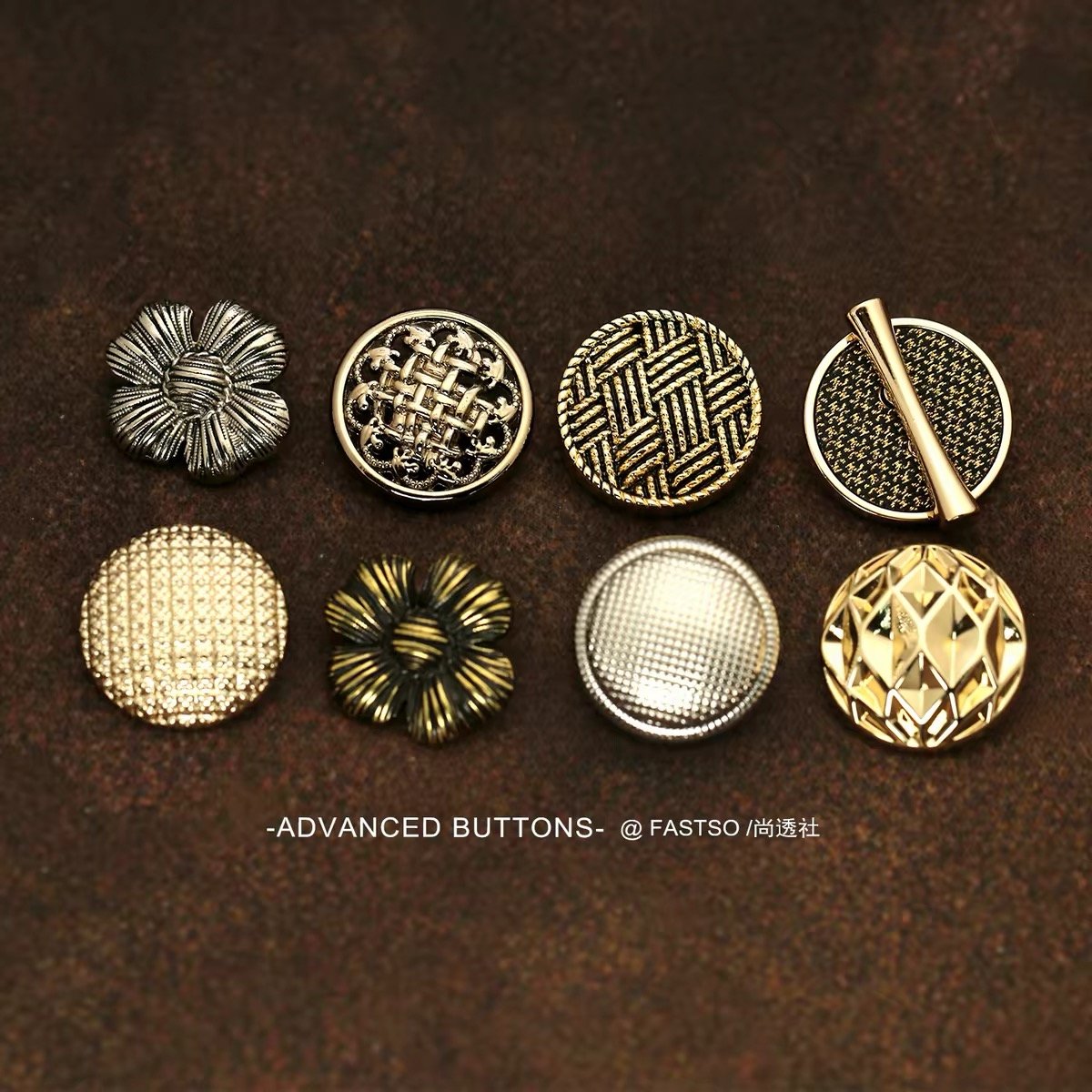 Decorative metal buttons in assorted vintage designs